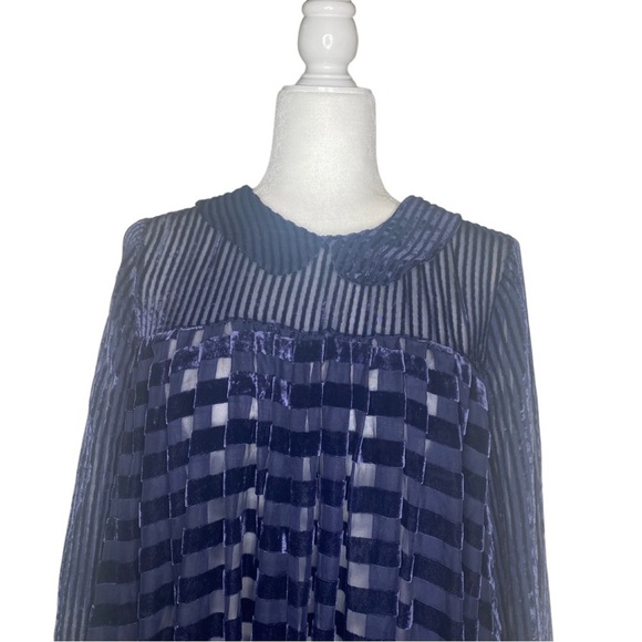 ASOS Dresses & Skirts - ASOS Sheer Velvet Midnight Blue Babydoll Dress Sz 10